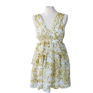 H&M || Multi Tiered Chiffon Flowy Dress Yellow Wildflowers Size 6 Prairie